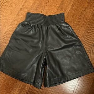 Reformation New Black High Waist Leather Shorts pockets XS Small 2